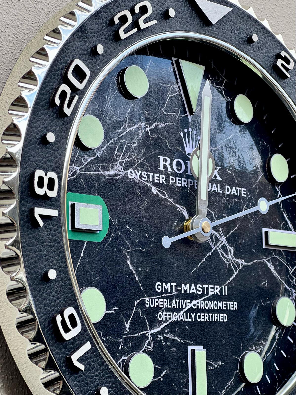 Orologio Gmt Black Marble Custom da muro
