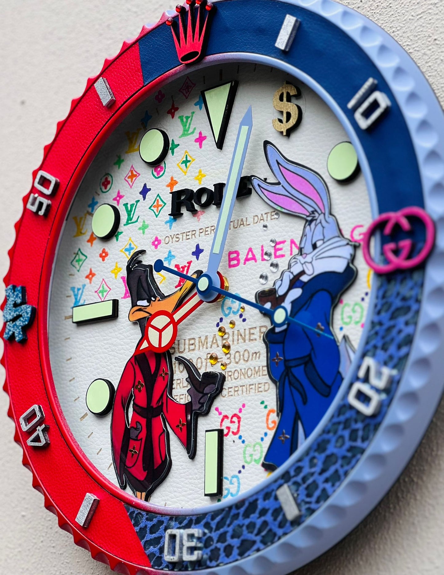 Orologio Custom Submariner Bugs Bunny and Daffy Duck da muro