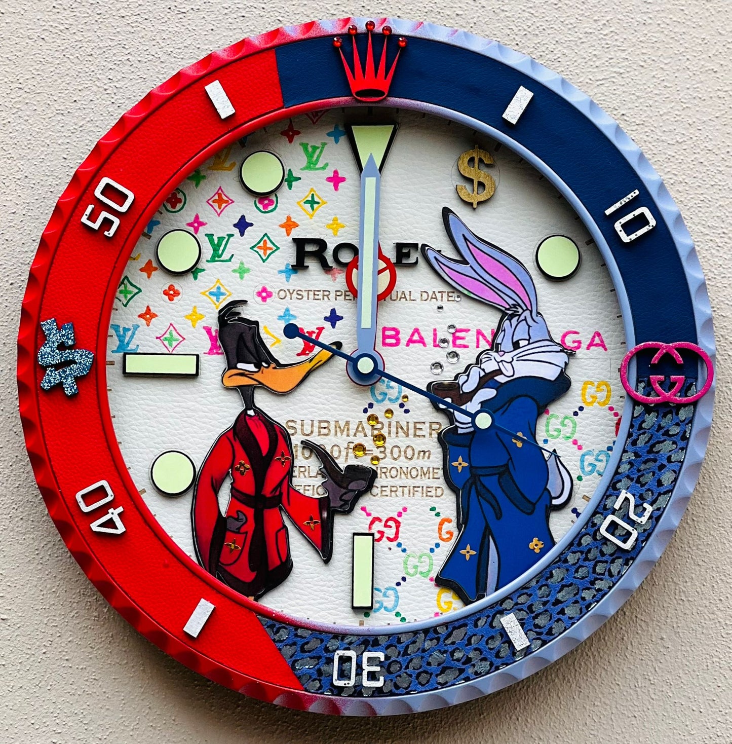 Orologio Custom Submariner Bugs Bunny and Daffy Duck da muro