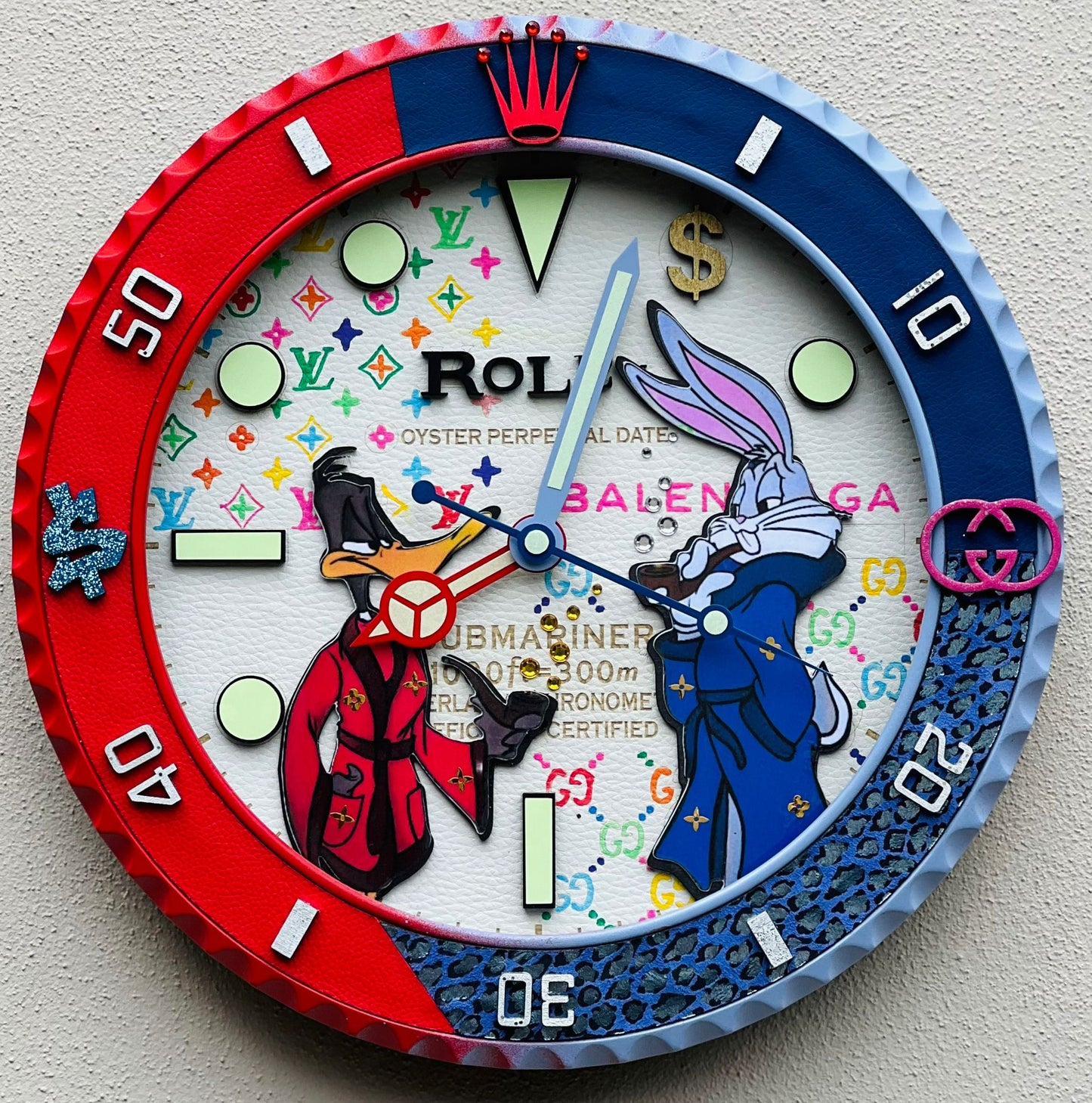 Orologio Custom Submariner Bugs Bunny and Daffy Duck da muro