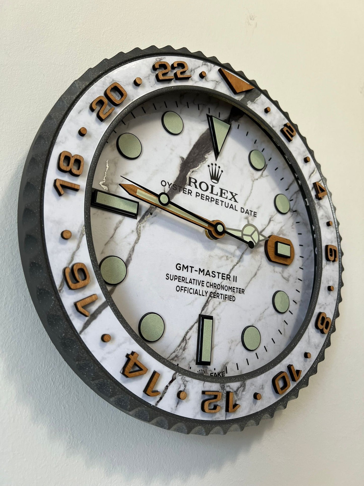 Orologio Custom Gmt Marble and Wood da muro