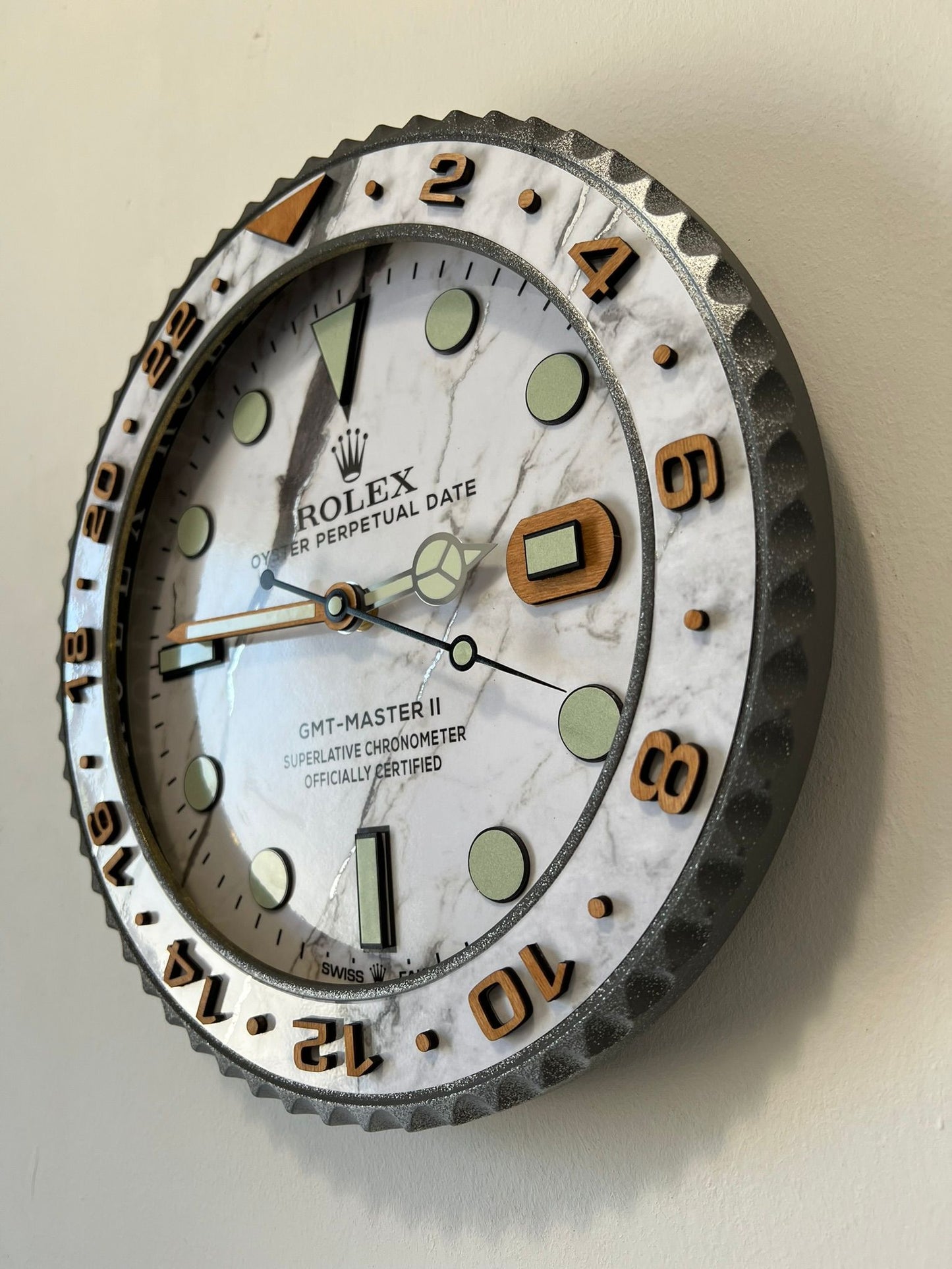 Orologio Custom Gmt Marble and Wood da muro