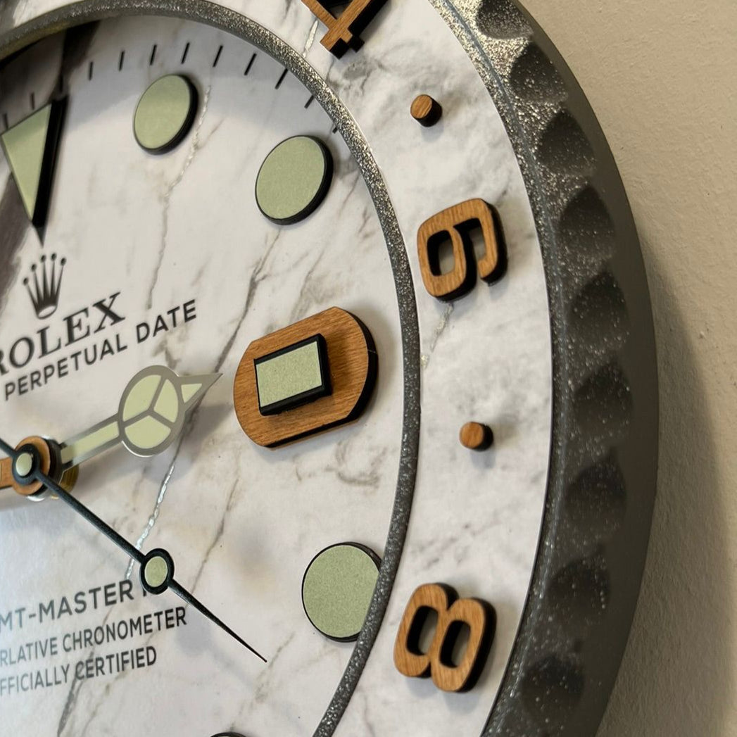 Orologio GMT Marble and Wood Custom da Parete