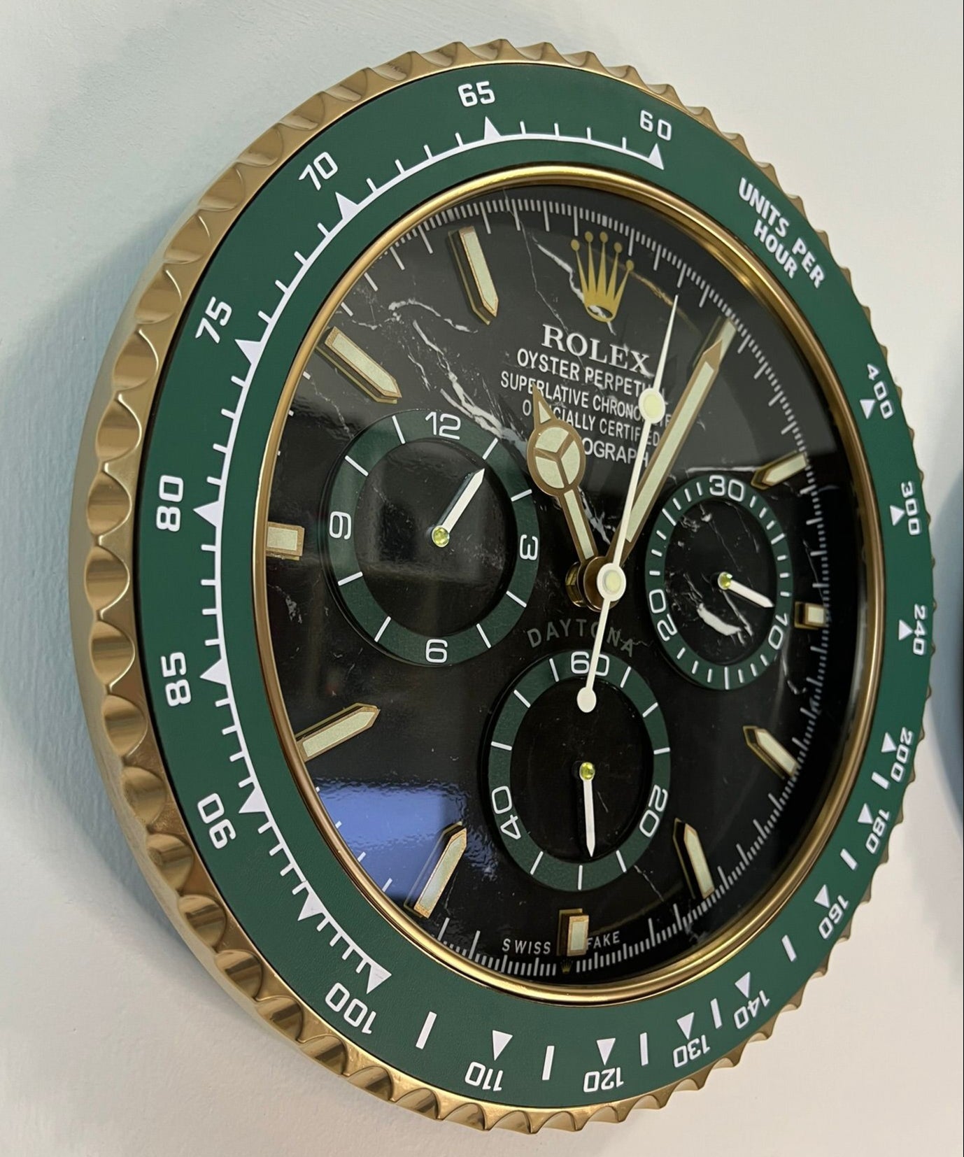 Orologio Custom Daytona Green Gold Marble da muro