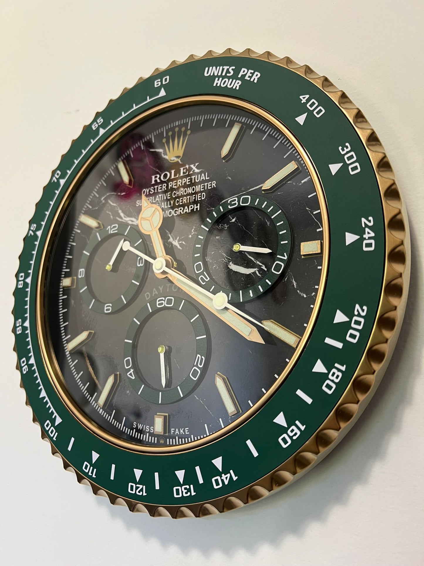 Orologio Custom Daytona Green Gold Marble da muro