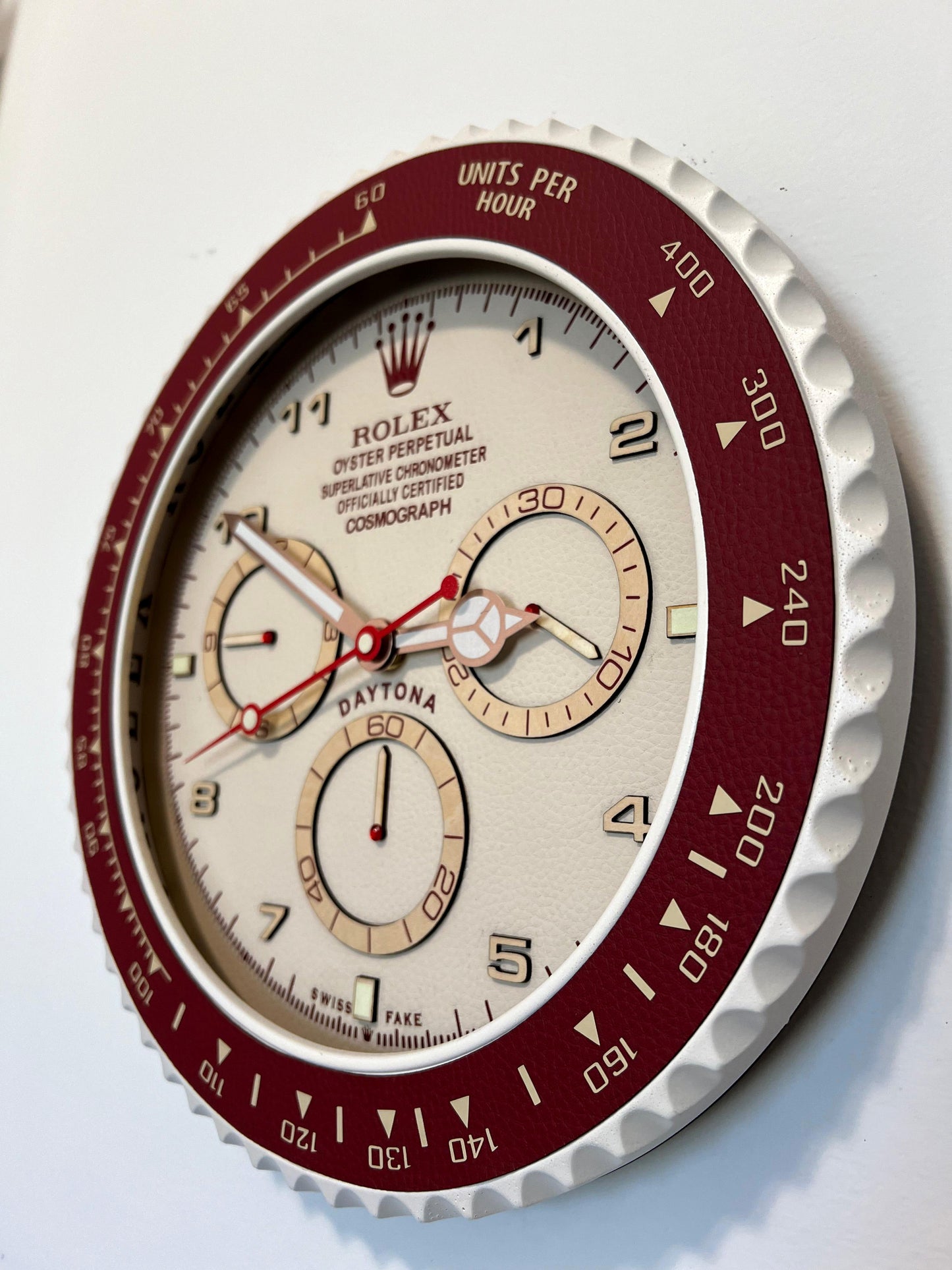 Orologio Day Bordeaux Leather Custom da muro