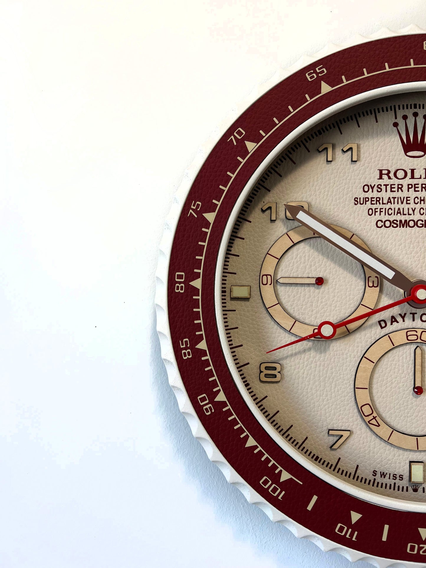 Orologio Day Bordeaux Leather Custom da muro