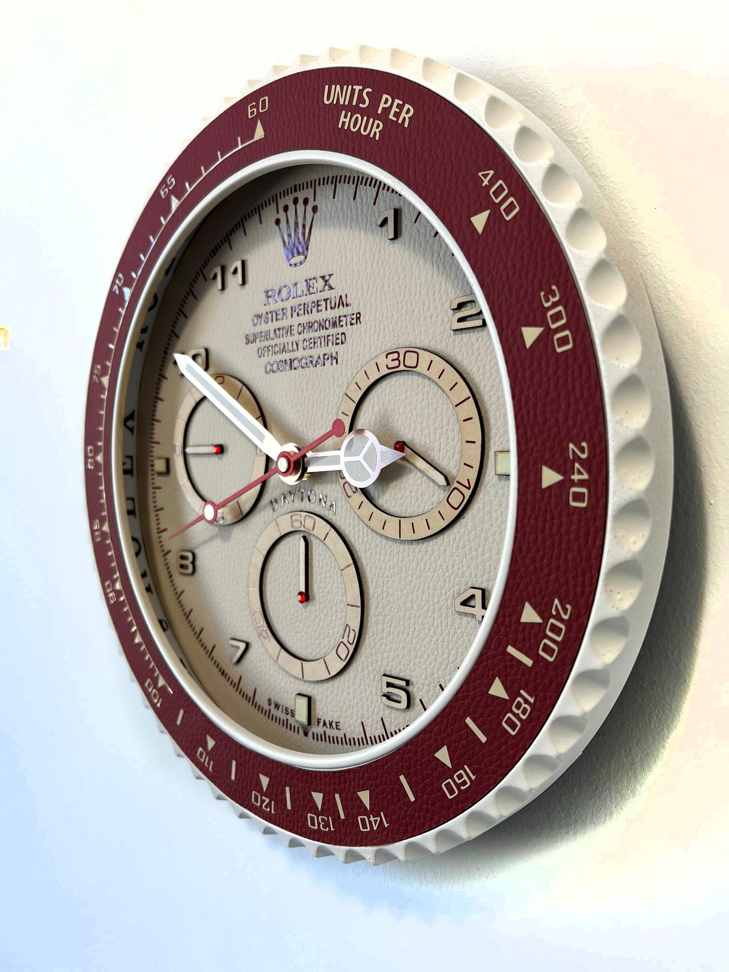 Orologio Day Bordeaux Leather Custom da muro