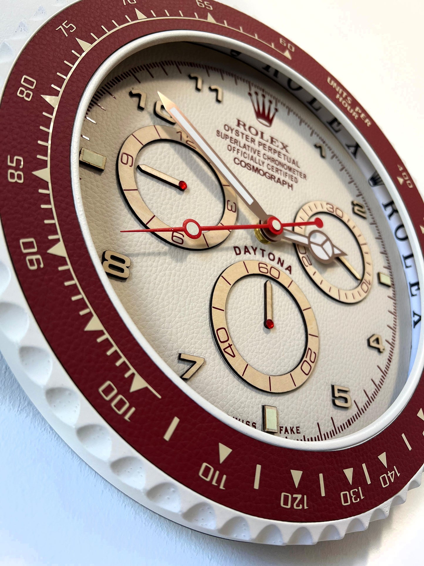 Orologio Day Bordeaux Leather Custom da muro