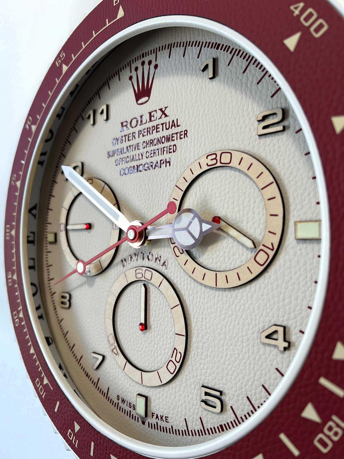 Orologio Day Bordeaux Leather Custom da muro