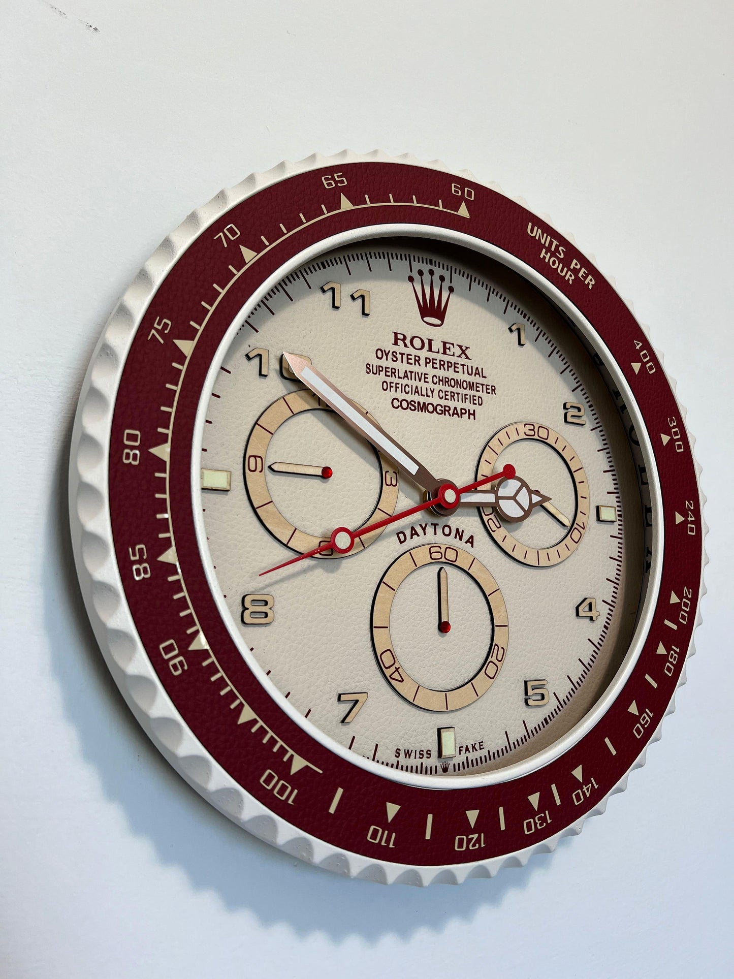 Orologio Day Bordeaux Leather Custom da muro