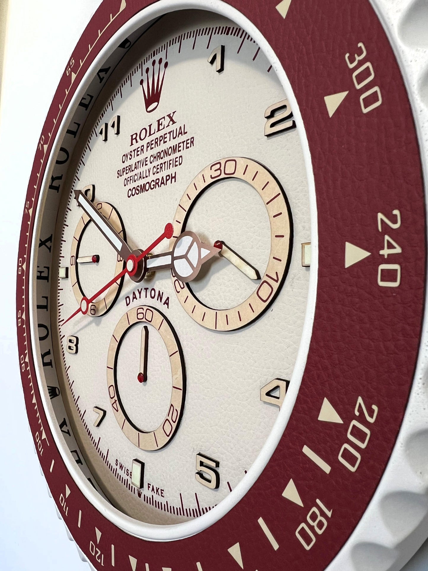 Orologio Day Bordeaux Leather Custom da muro