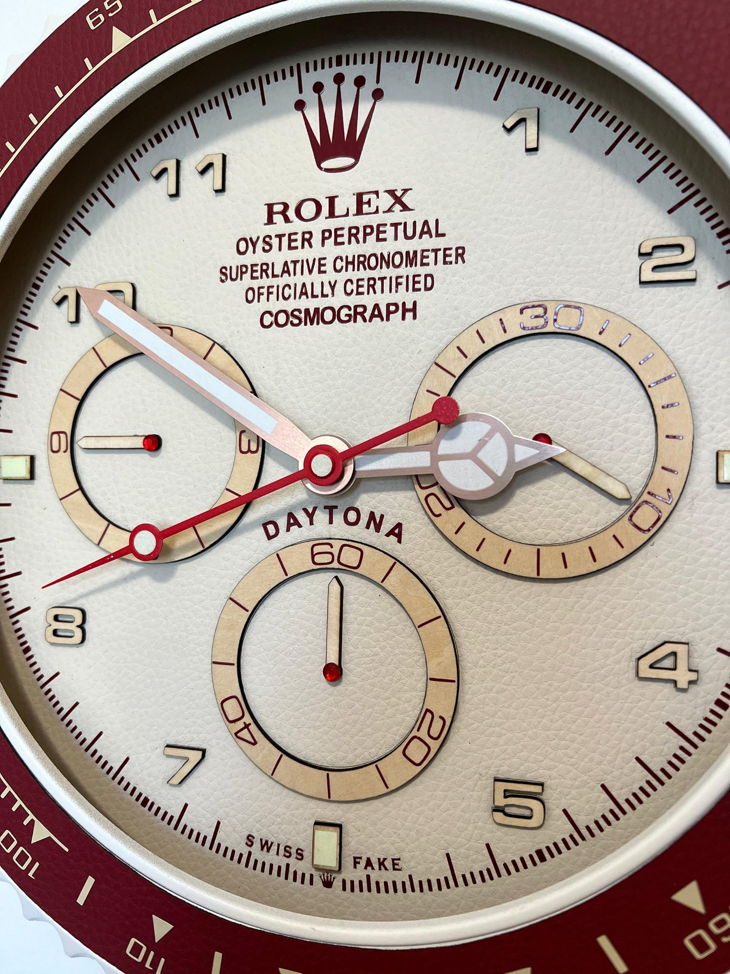Orologio Day Bordeaux Leather Custom da muro
