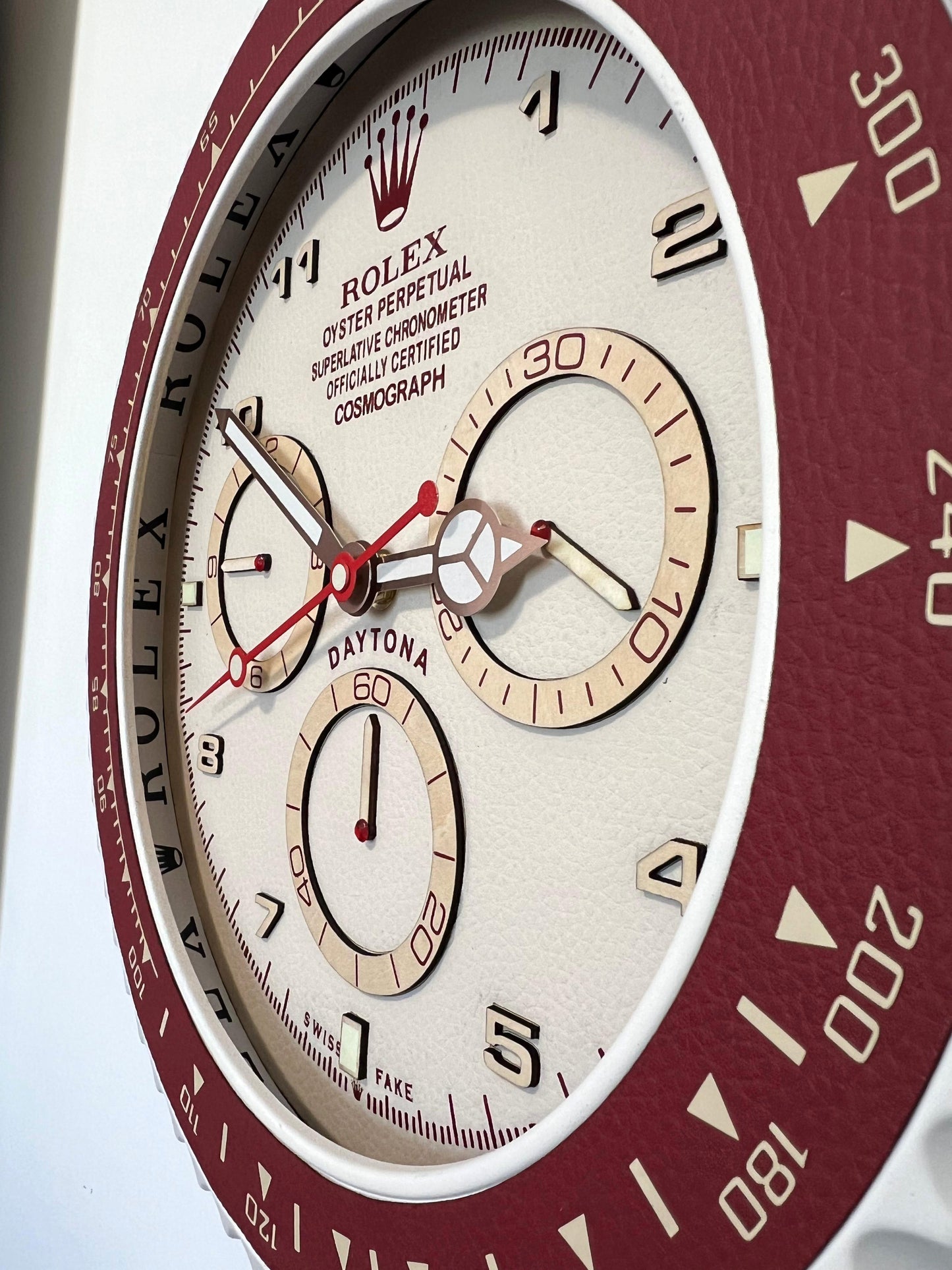 Orologio Day Bordeaux Leather Custom da muro