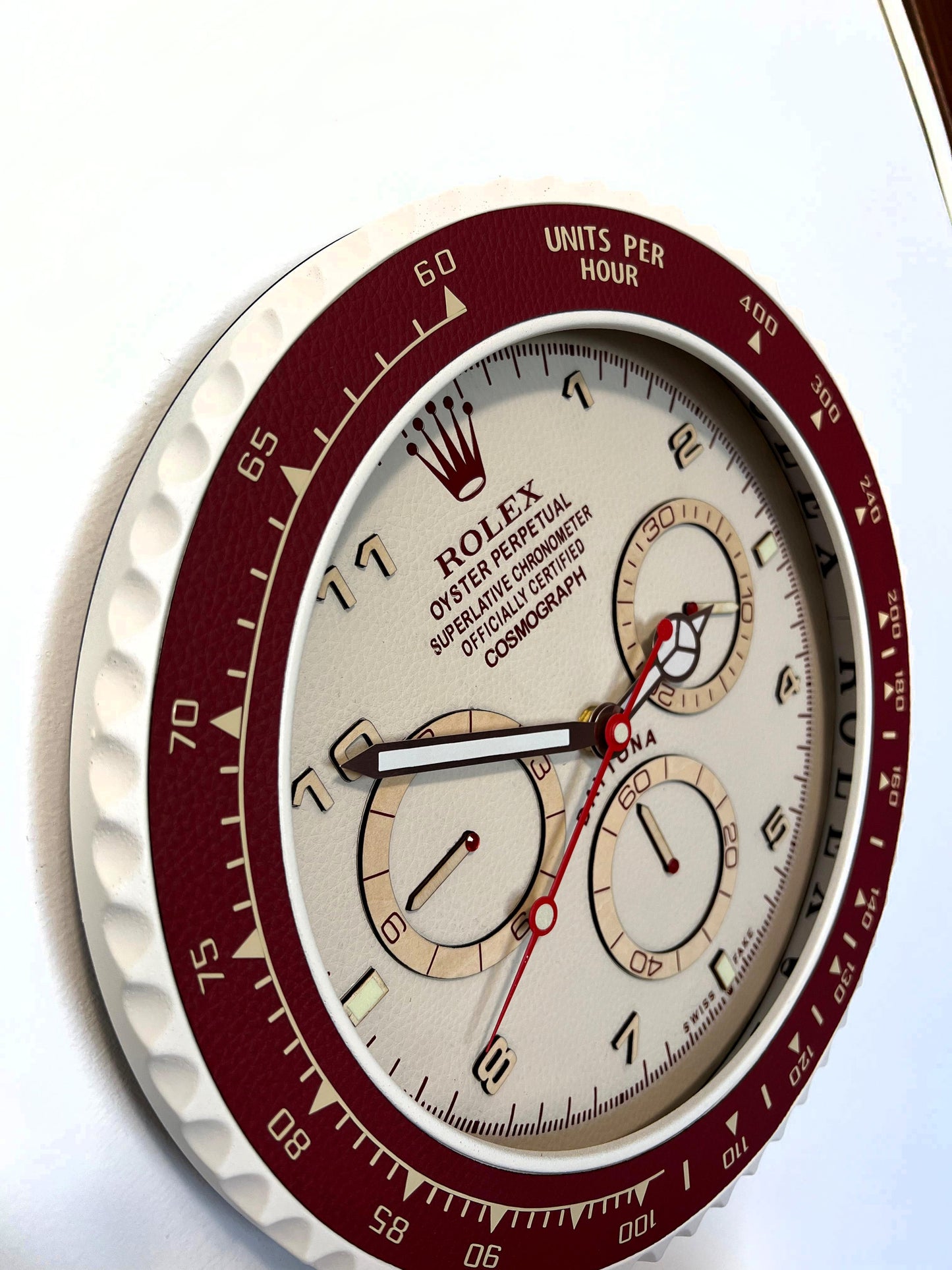 Orologio Day Bordeaux Leather Custom da muro