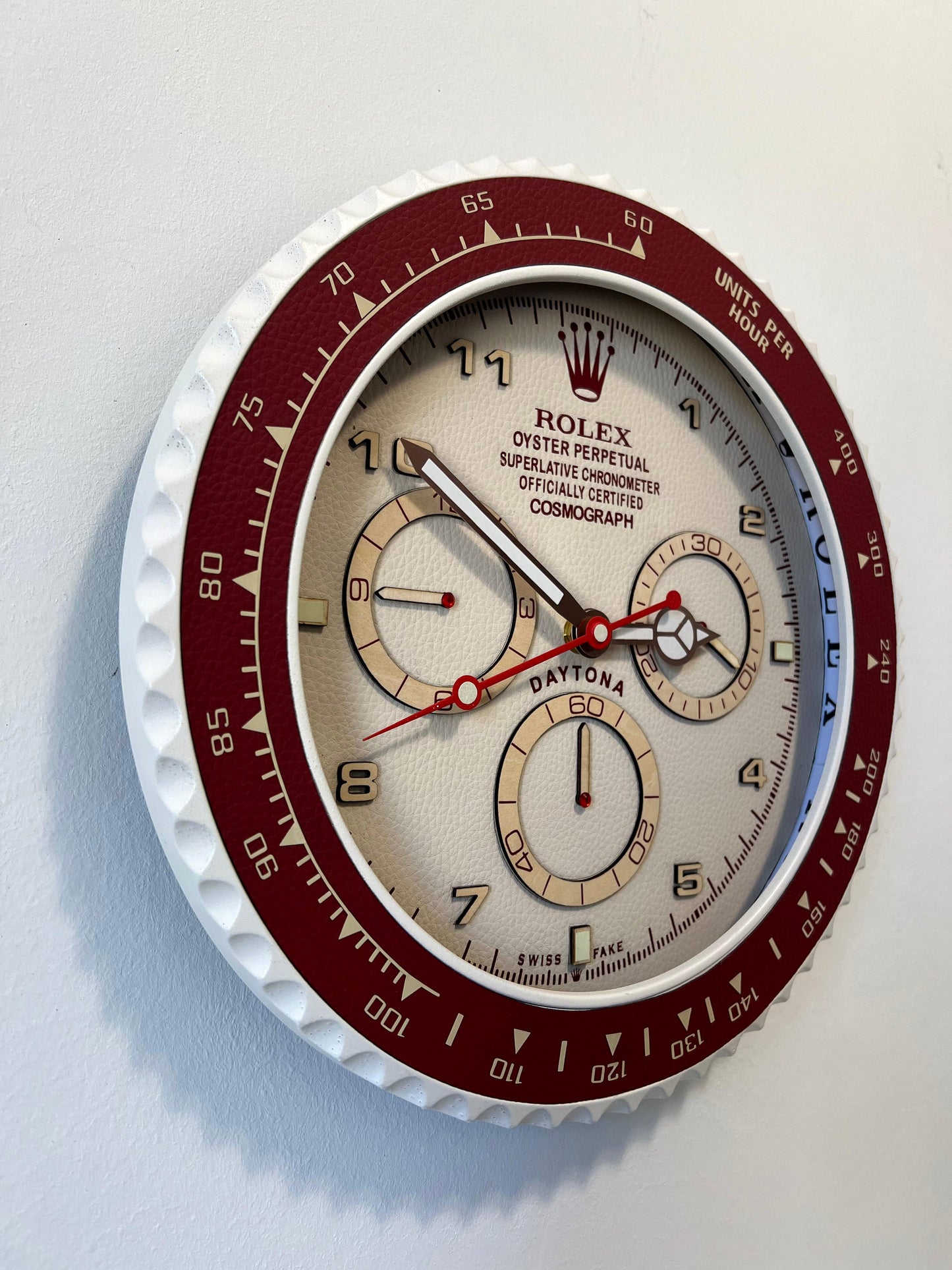 Orologio Day Bordeaux Leather Custom da muro