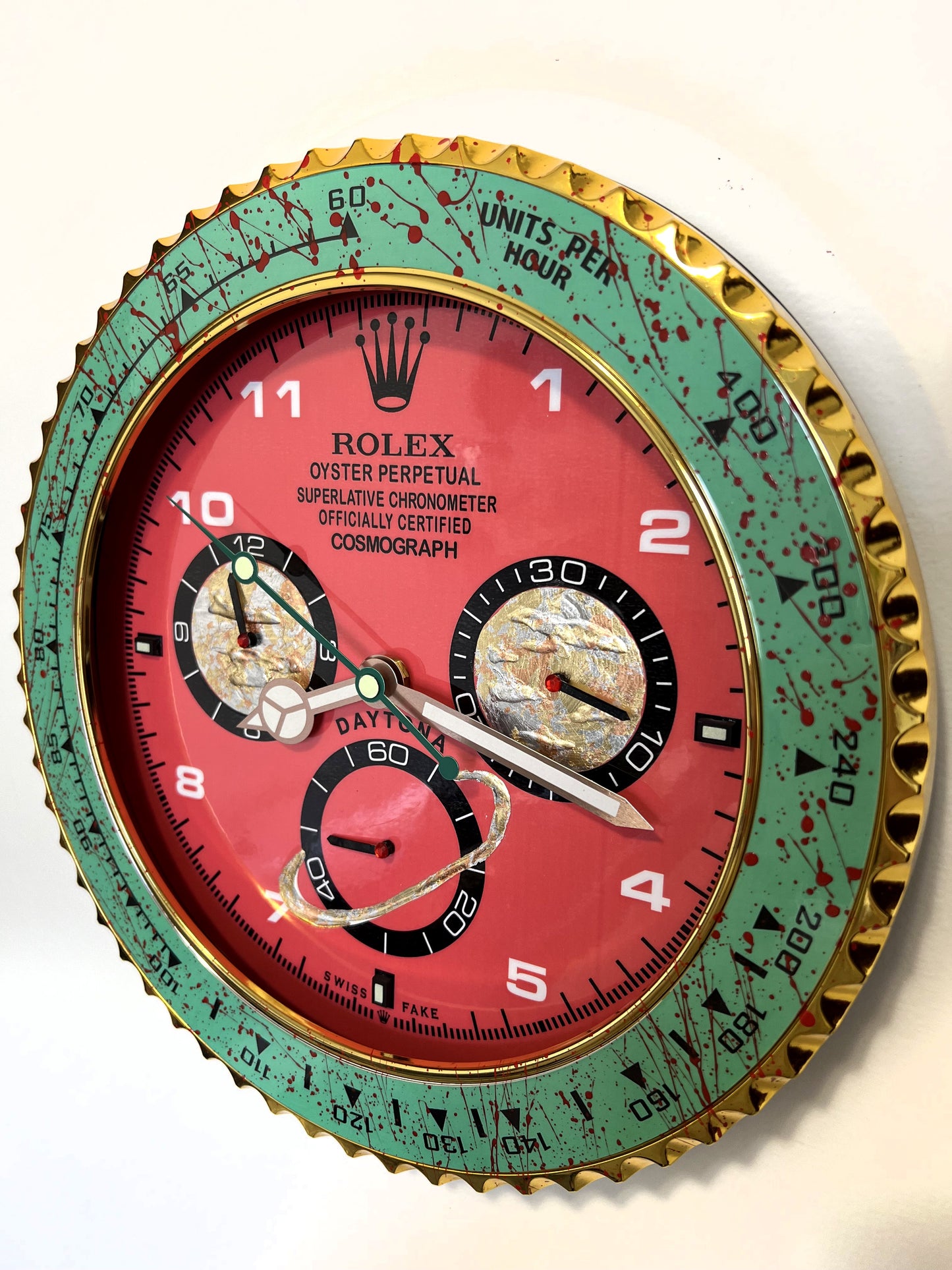 Orologio Day Green Red Custom da muro