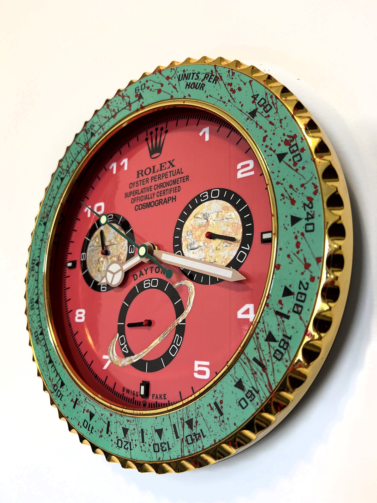 Orologio Day Green Red Custom da muro