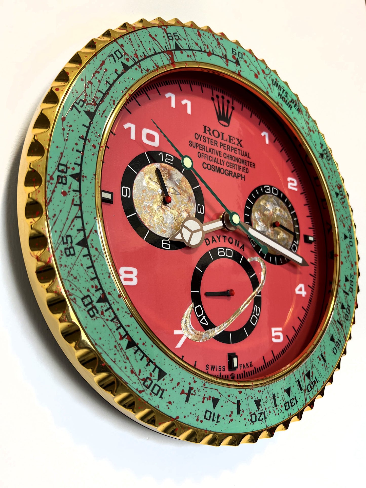 Orologio Day Green Red Custom da muro