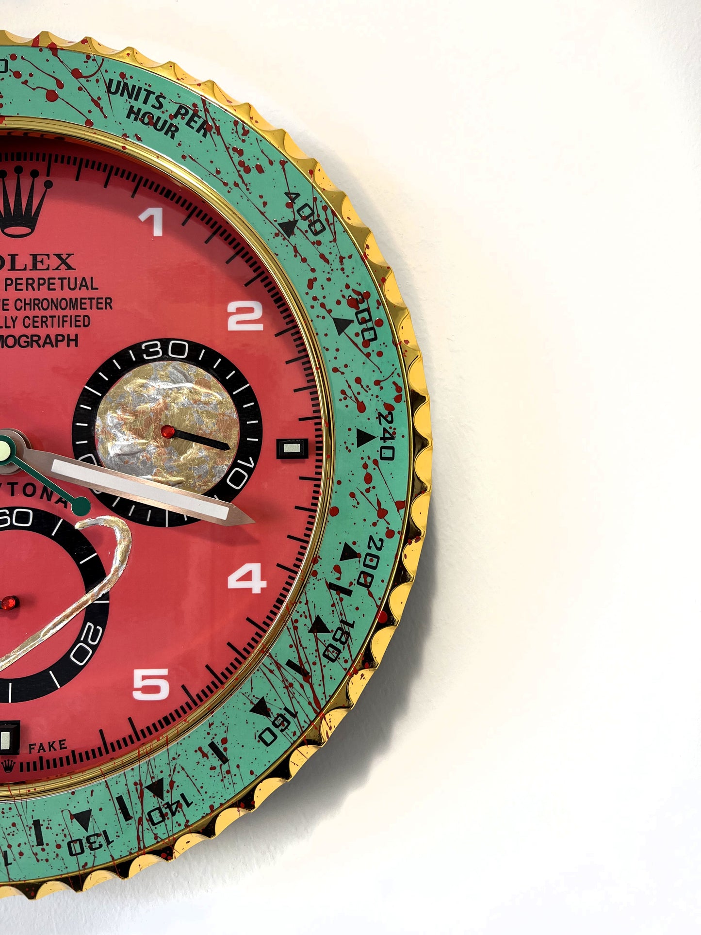 Orologio Day Green Red Custom da muro