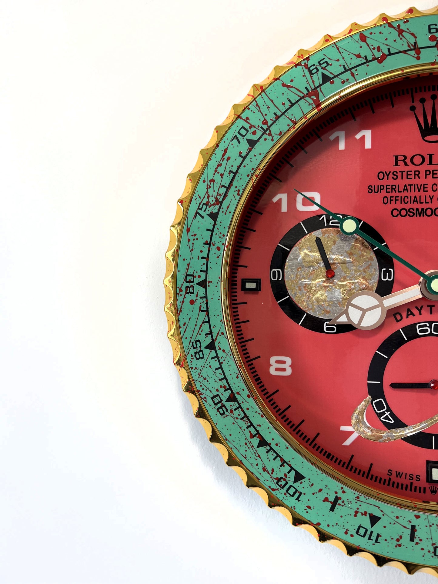 Orologio Day Green Red Custom da muro