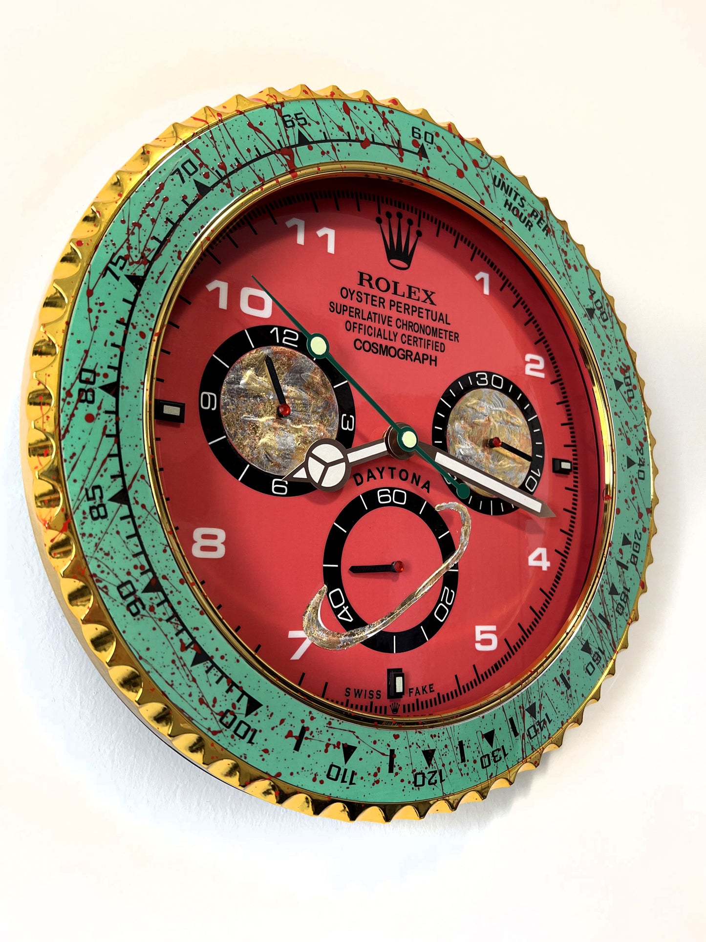 Orologio Day Green Red Custom da muro
