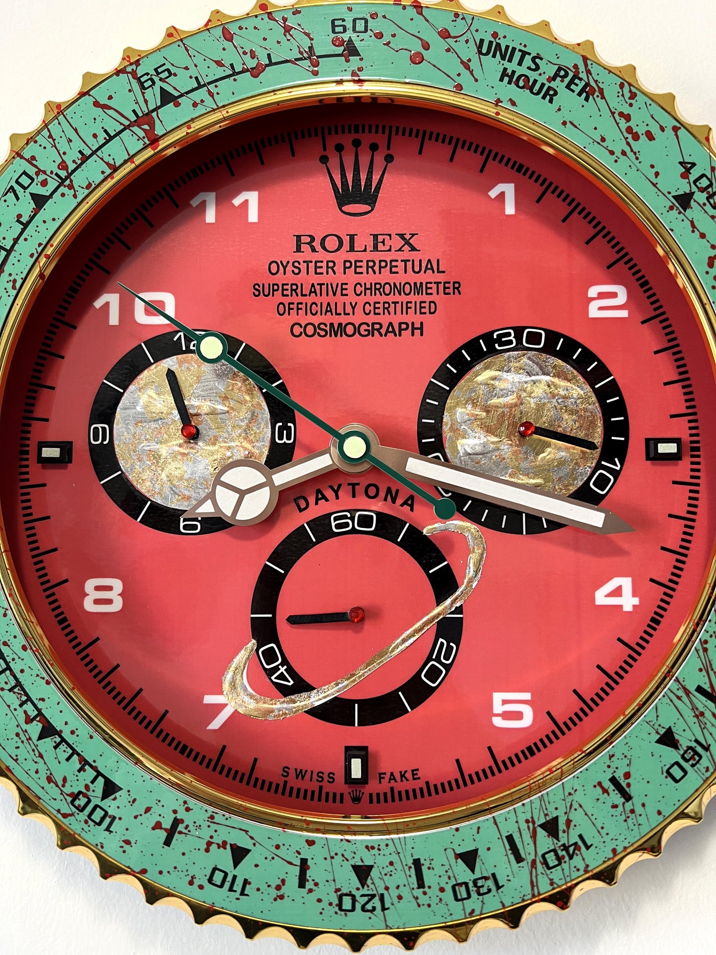 Orologio Day Green Red Custom da muro