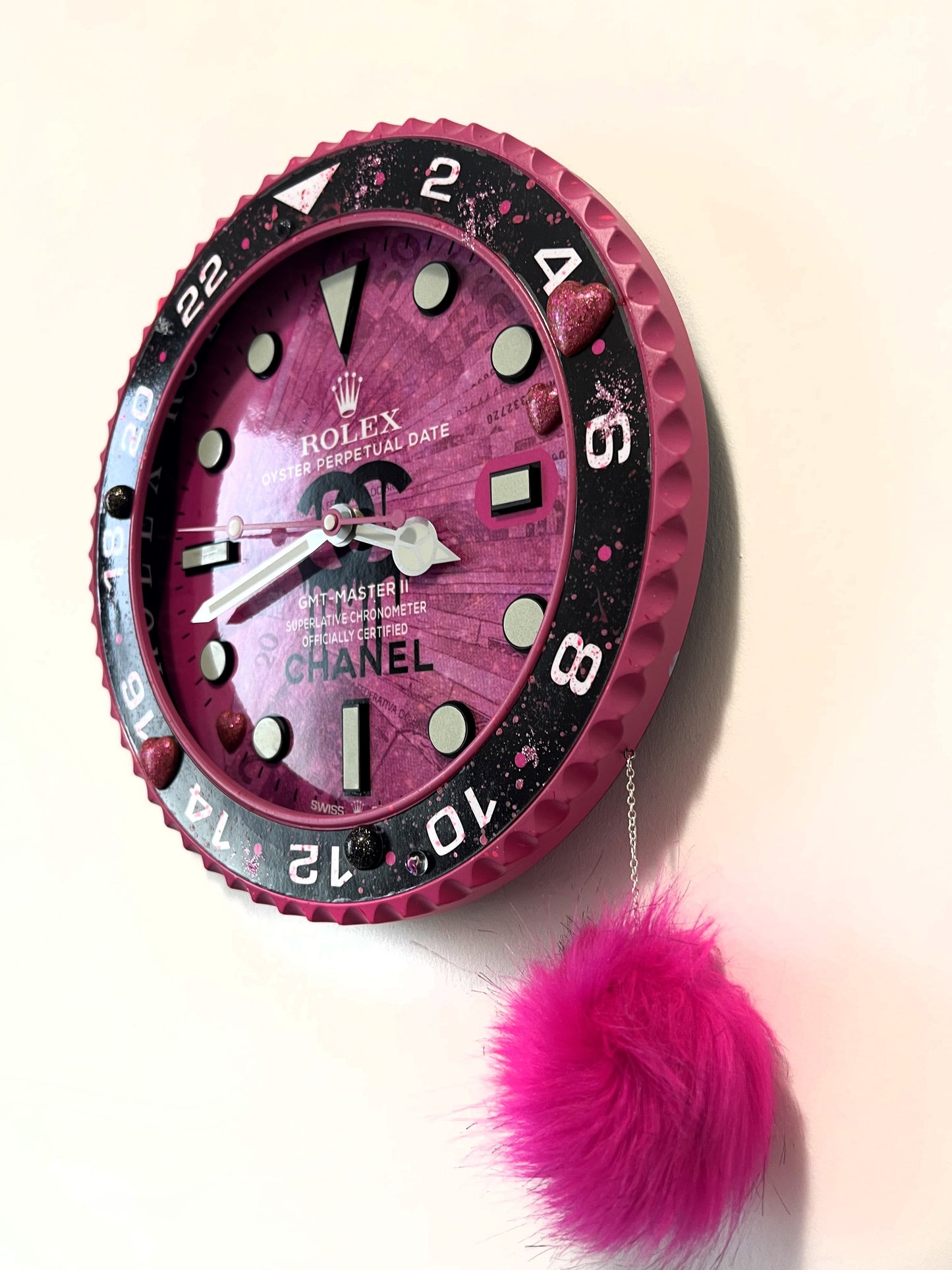 Orologio Gmt Pink Plush Custom da muro