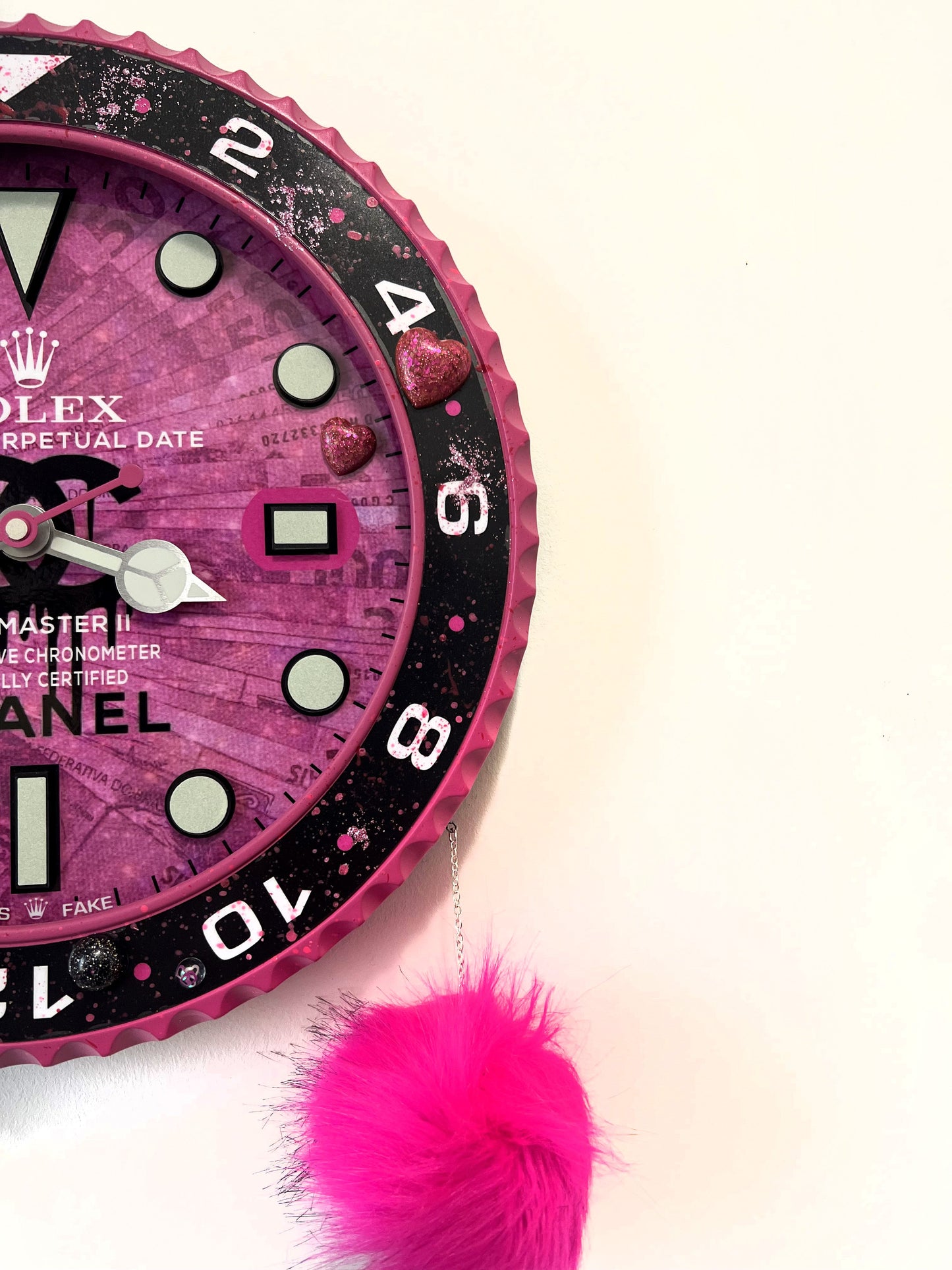 Orologio Gmt Pink Plush Custom da muro