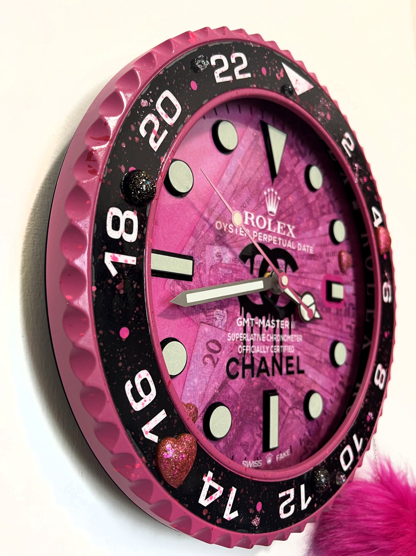 Orologio Gmt Pink Plush Custom da muro