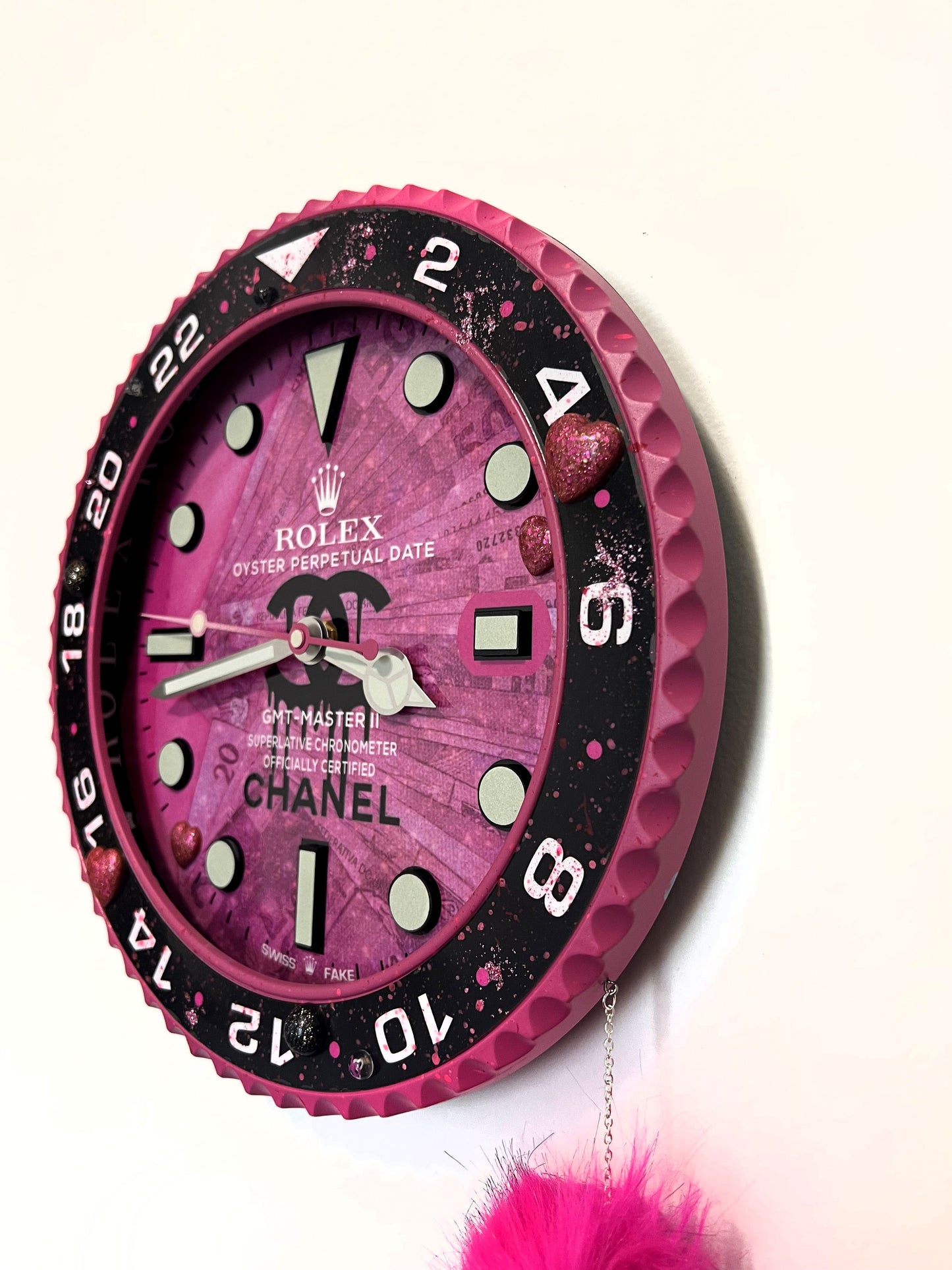 Orologio Gmt Pink Plush Custom da muro