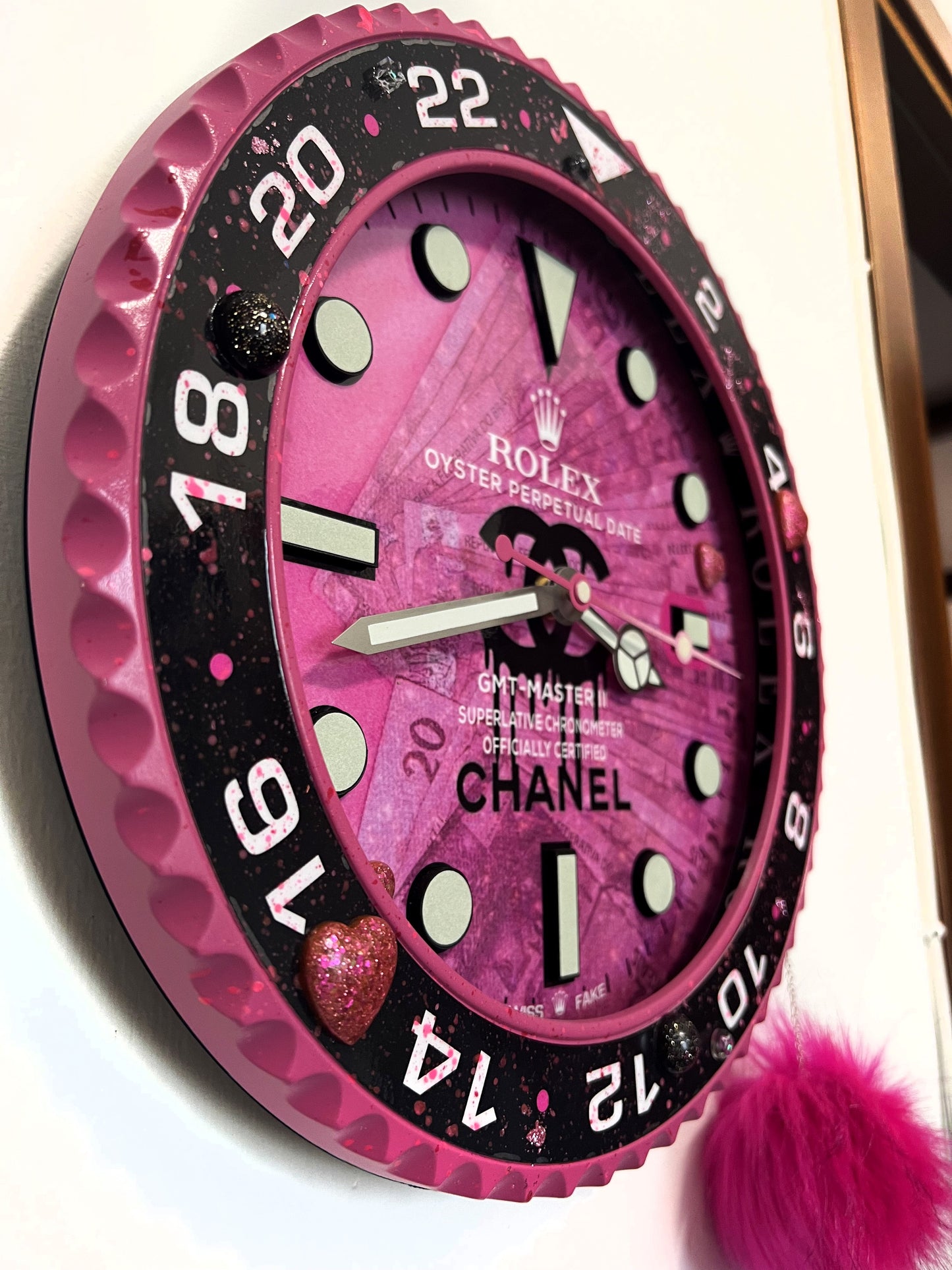 Orologio Pink Plush Custom da Parete
