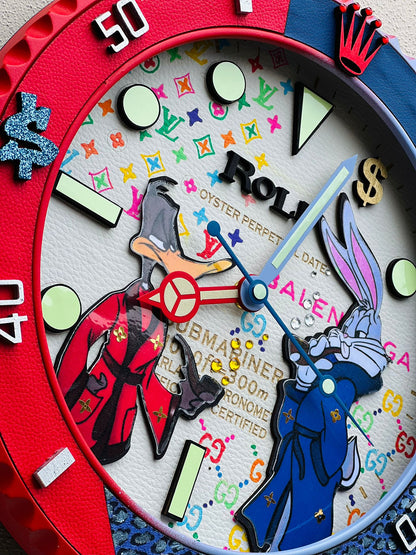 Orologio Custom Submariner Bugs Bunny and Daffy Duck da muro
