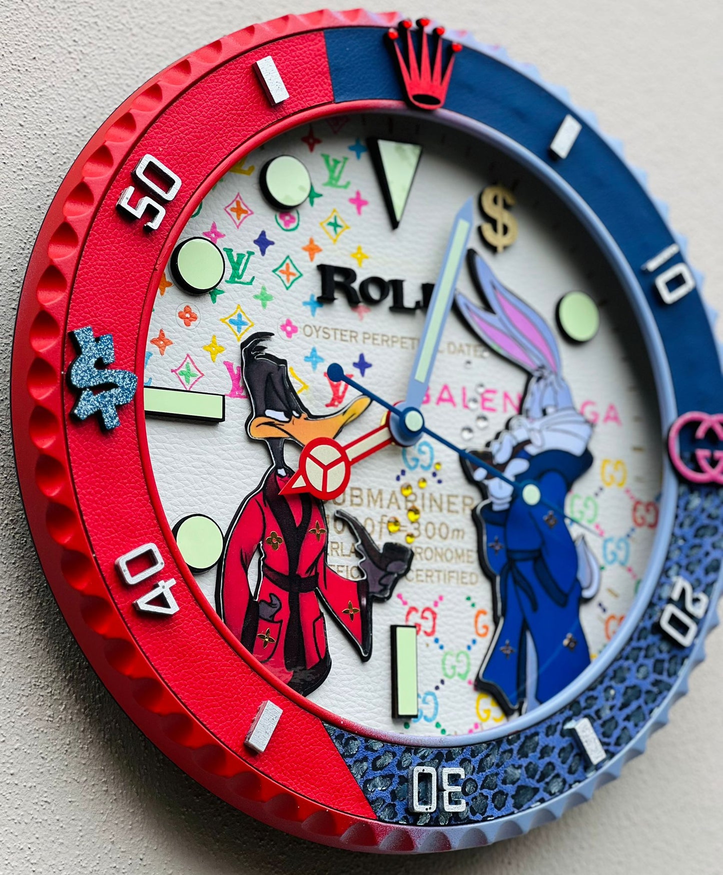 Orologio Custom Submariner Bugs Bunny and Daffy Duck da muro