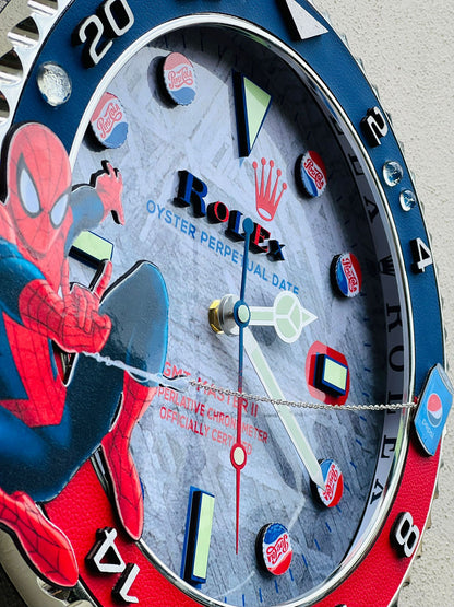 Orologio Custom Gmt Spiderman x Pepsi da muro