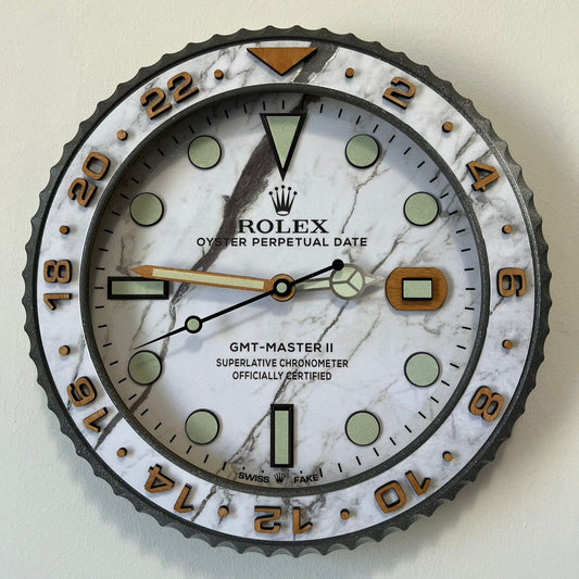 Orologio Custom Gmt Marble and Wood da muro