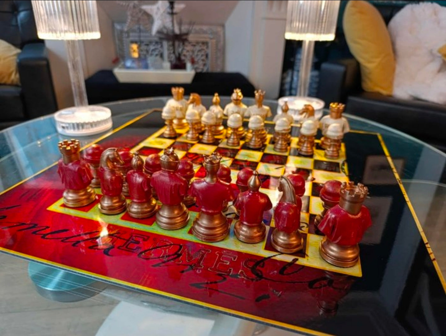 Scacchiera Hermès " Rosso e Oro Luxe " ( Kleiner Artist )