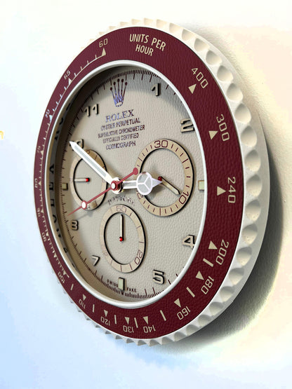 Orologio Day Bordeaux Leather Custom da muro