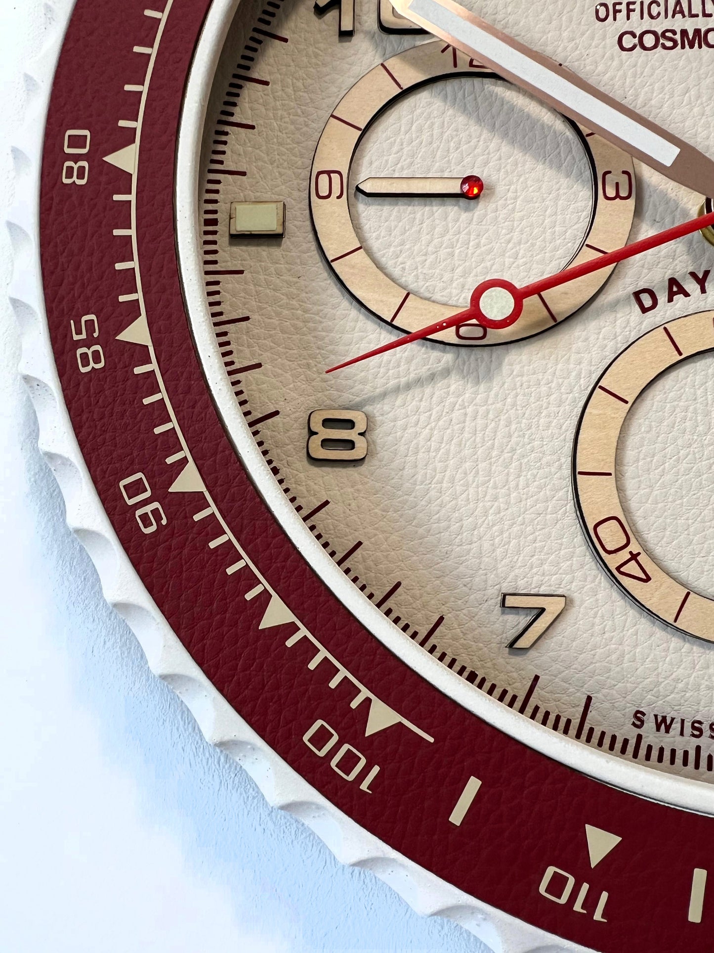 Orologio Day Bordeaux Leather Custom da muro