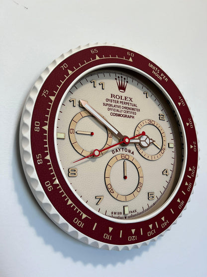 Orologio Day Bordeaux Leather Custom da muro
