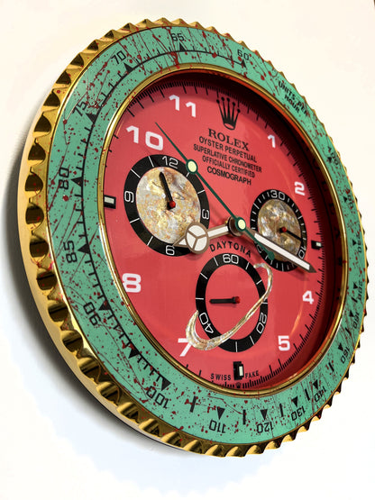 Orologio Day Green Red Custom da muro