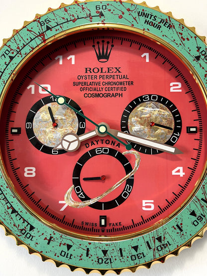 Orologio Day Green Red Custom da muro