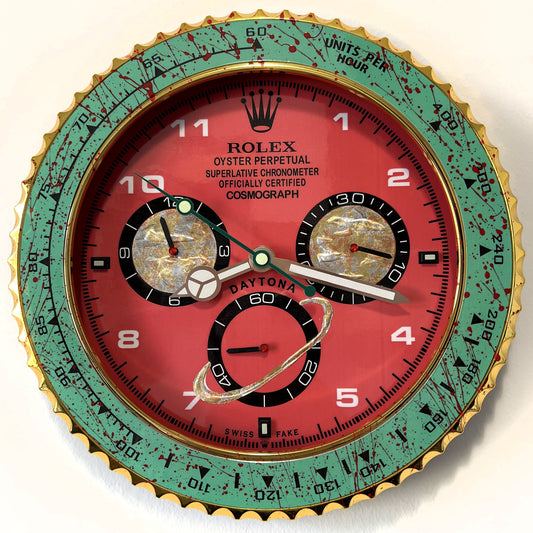 Orologio Day Green Red Custom da muro