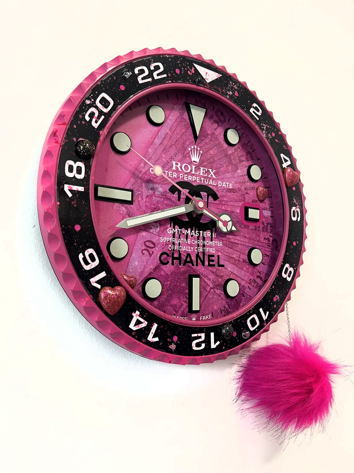 Orologio Gmt Pink Plush Custom da muro