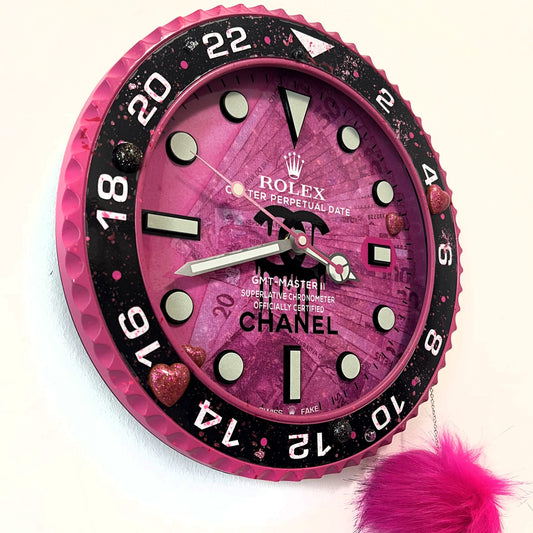 Orologio GMT Pink Plush Custom da Parete