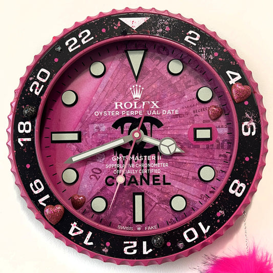 Orologio Gmt Pink Plush Custom da muro
