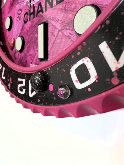 Orologio Gmt Pink Plush Custom da muro