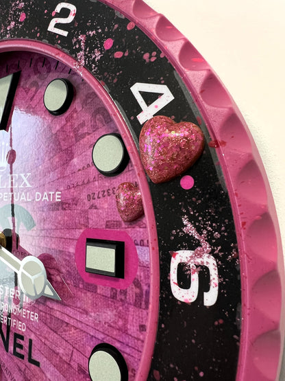 Orologio Gmt Pink Plush Custom da muro