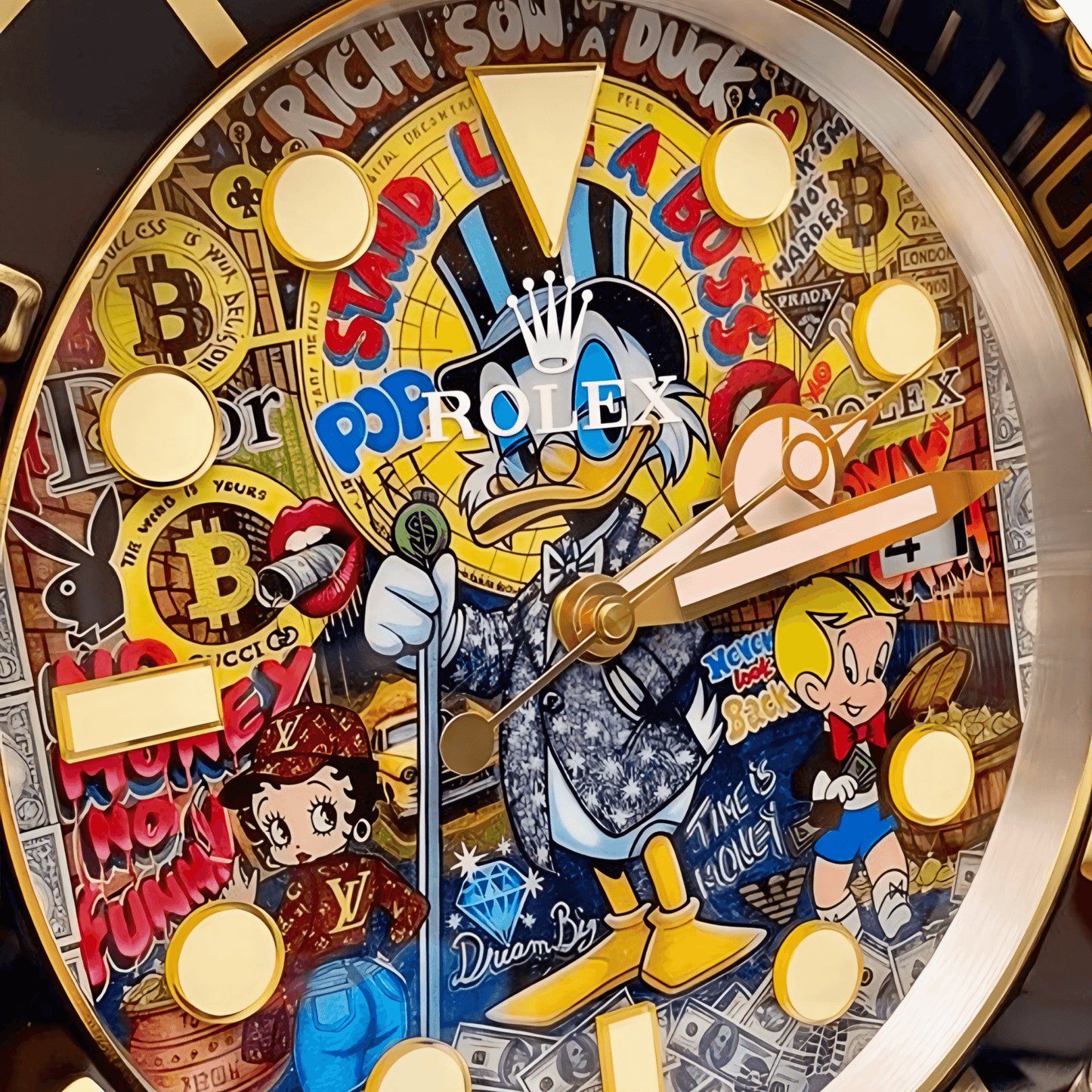 Orologio da Parete Custom Pop Art – Rich Duck Money Sub Edition