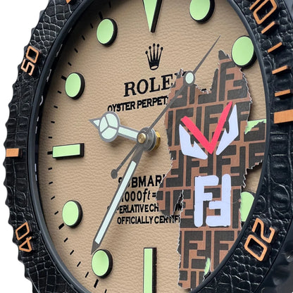 Custom Pop Art Wall Clock – Sub Tribute Fendi Edition